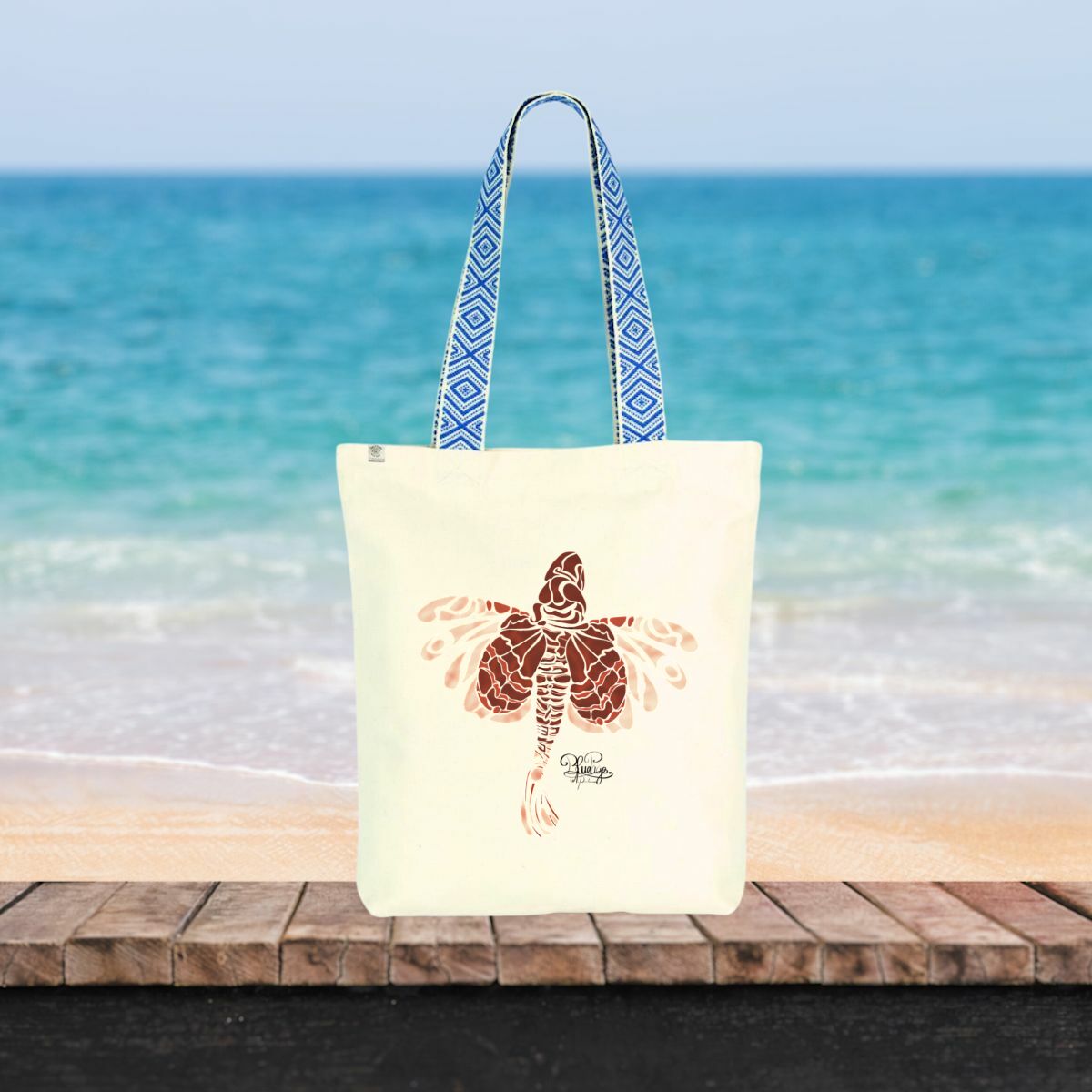 Image front Tote bag ethnique- tribal poisson lion (ptéroïs) 
