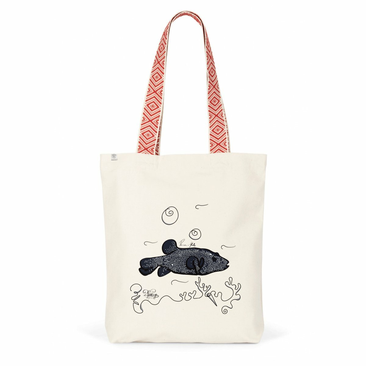 Image back Tote bag ethnique - poisson ballon 