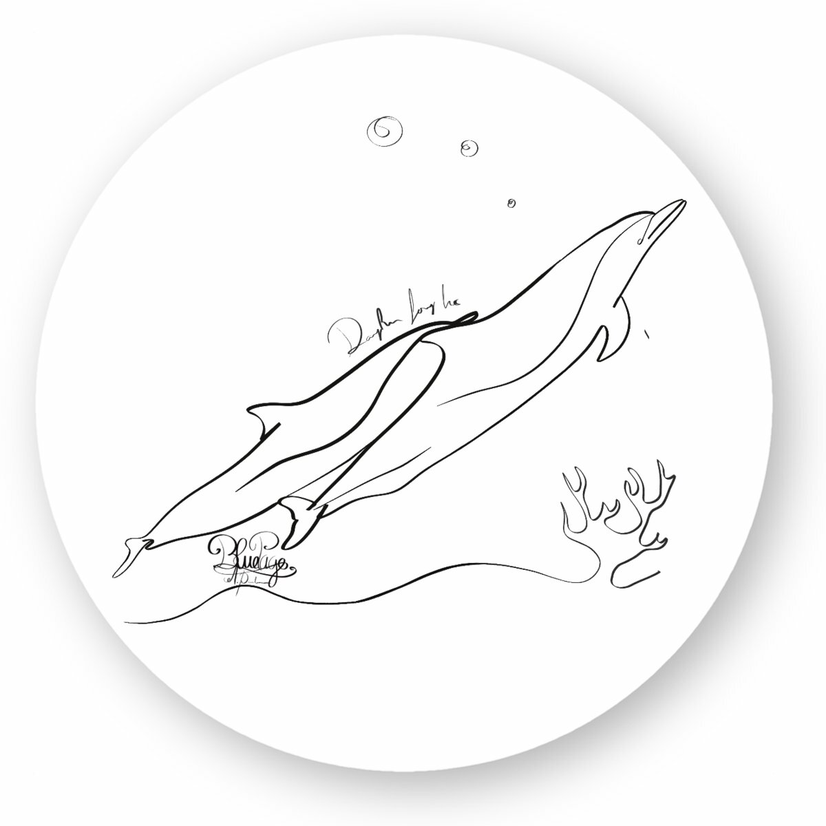 Image front Autocollant duo dauphin long bec