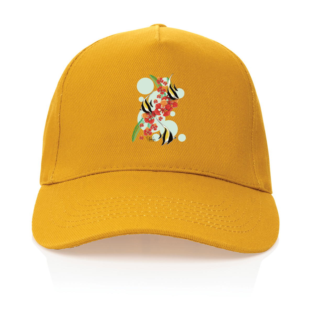 Image front Casquette recyclée - idole des maure et fleur de flamboyant 