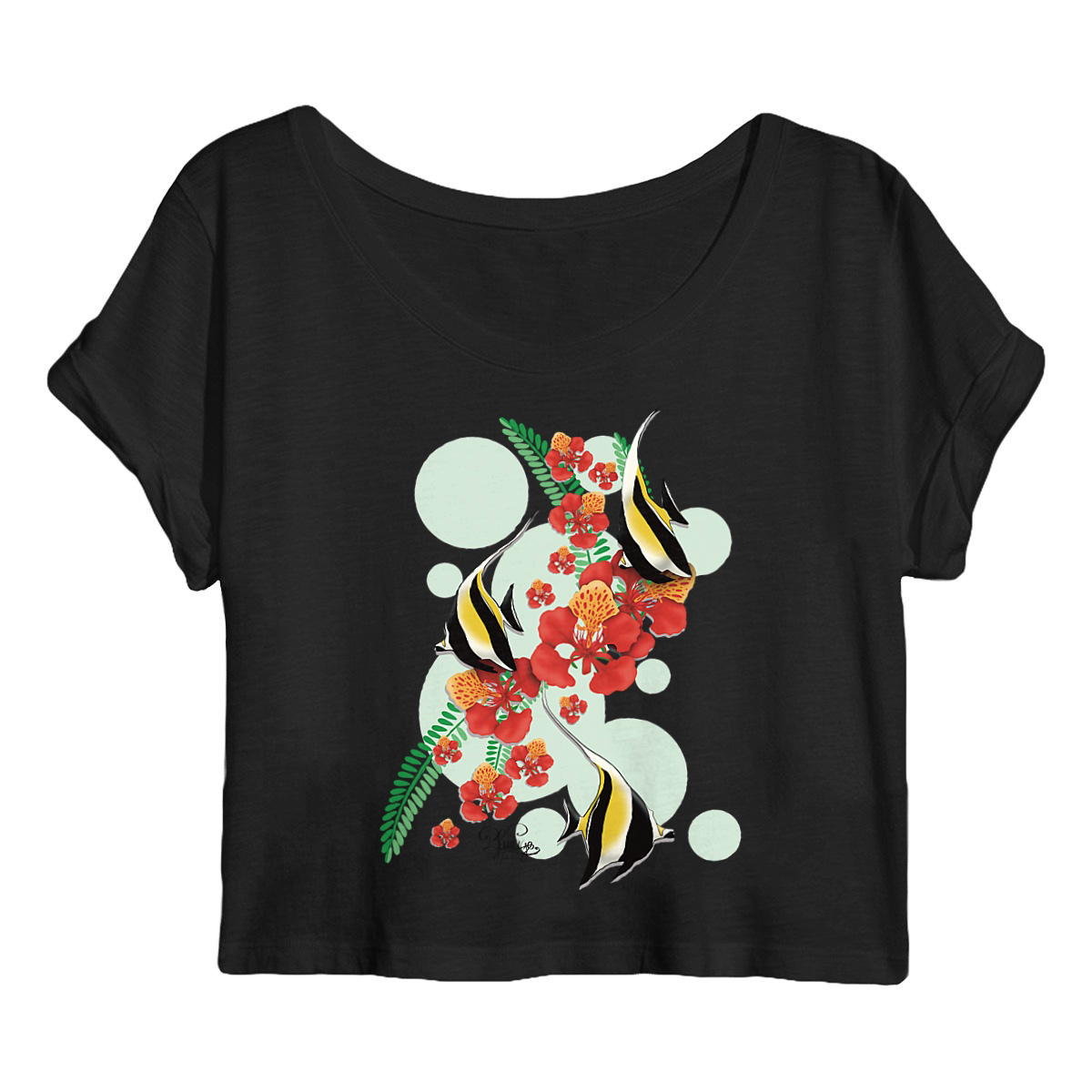 Image back Crop top - idole des maures et fleur de flamboyant 