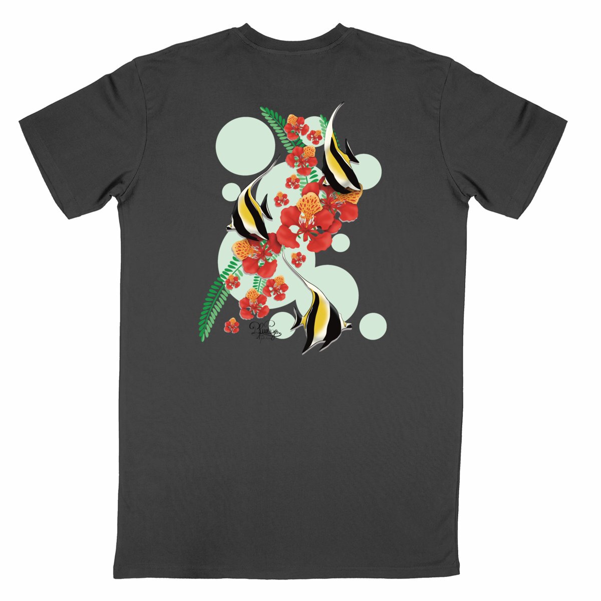 Image back T-shirt unisexe - idole des maures et fleur de flamboyant 