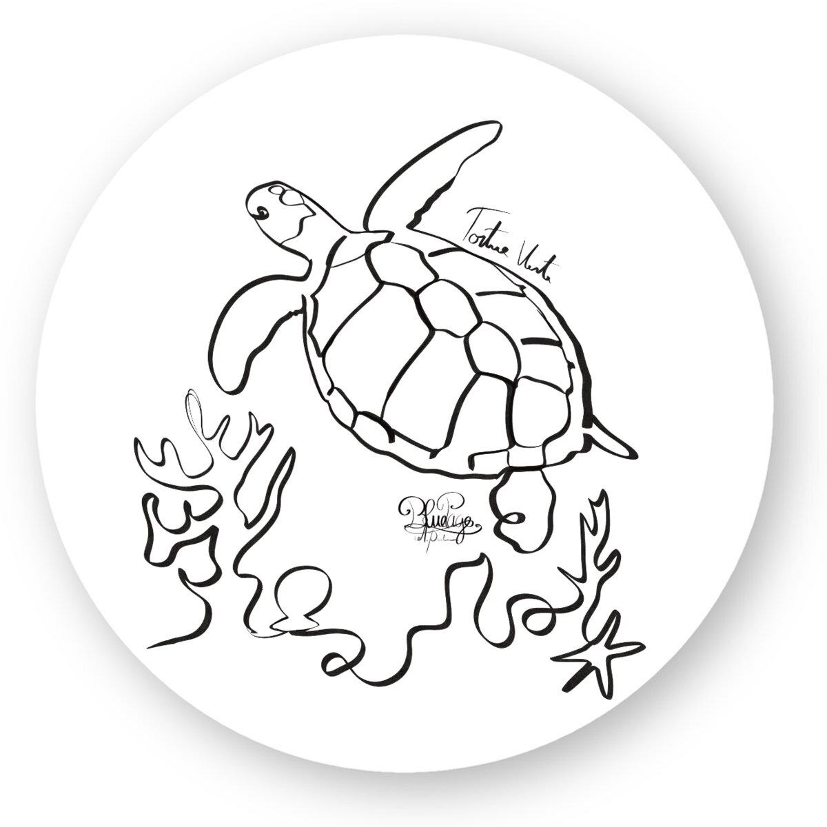 Image front Autocollant tortue marine style oneline 