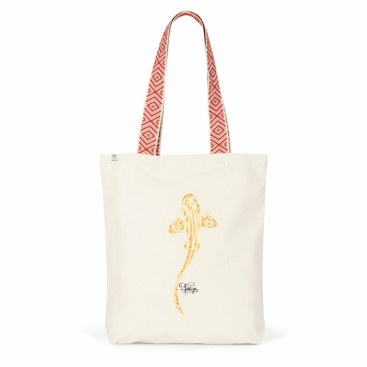 Image back Tote bag ethnique - requin léopard 