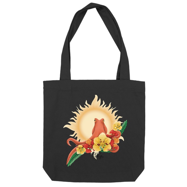 Image back Tote bag épais - savoir du poulpe, fleur de flamboyant rouge et jaune 