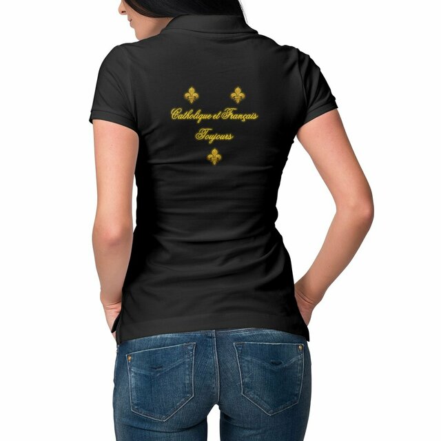 Image front Polo Femme _ "Catholique et Français toujours" _ dos