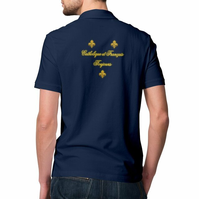 Image front Polo Homme _ "Catholique et Français toujours" _ dos