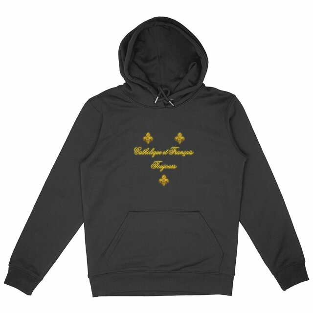 Image back Sweat à capuche _ "Catholique et Français toujours"