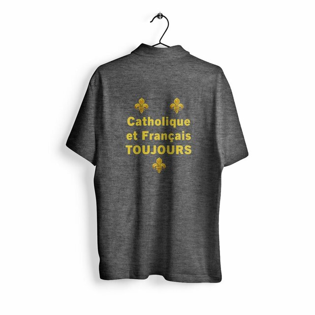 Image back Polo Homme  _ "Catholique et Français toujours"