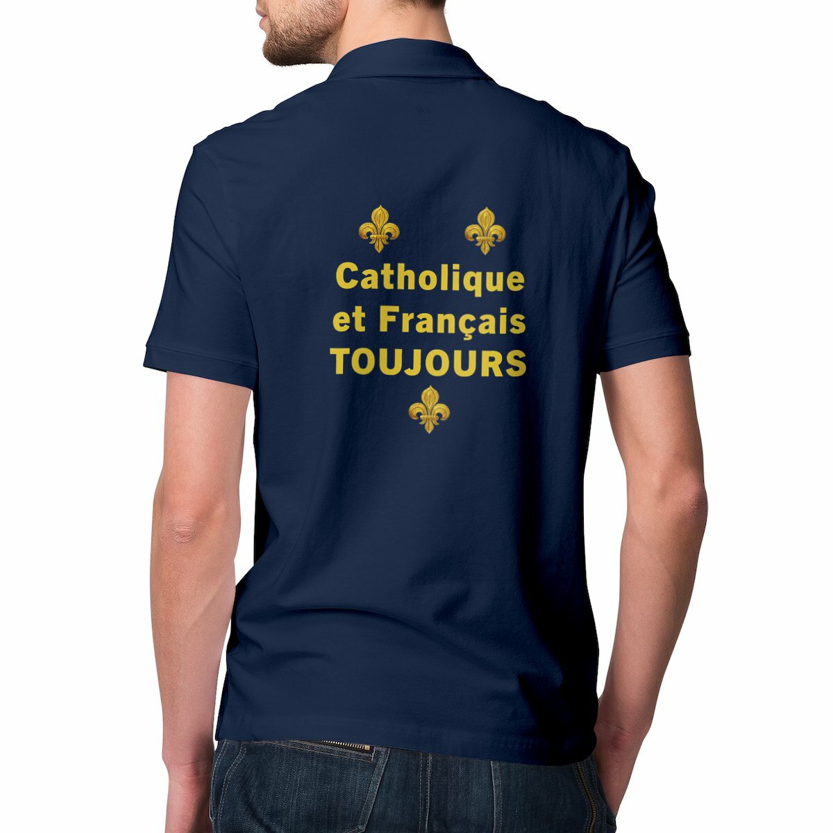 Image front Polo Homme  _ "Catholique et Français toujours"