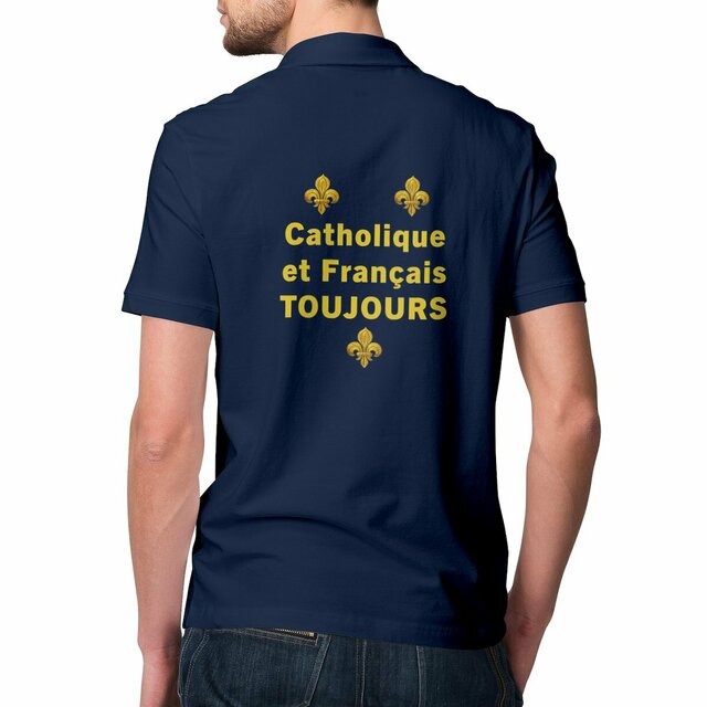 Image front Polo Homme  _ "Catholique et Français toujours"