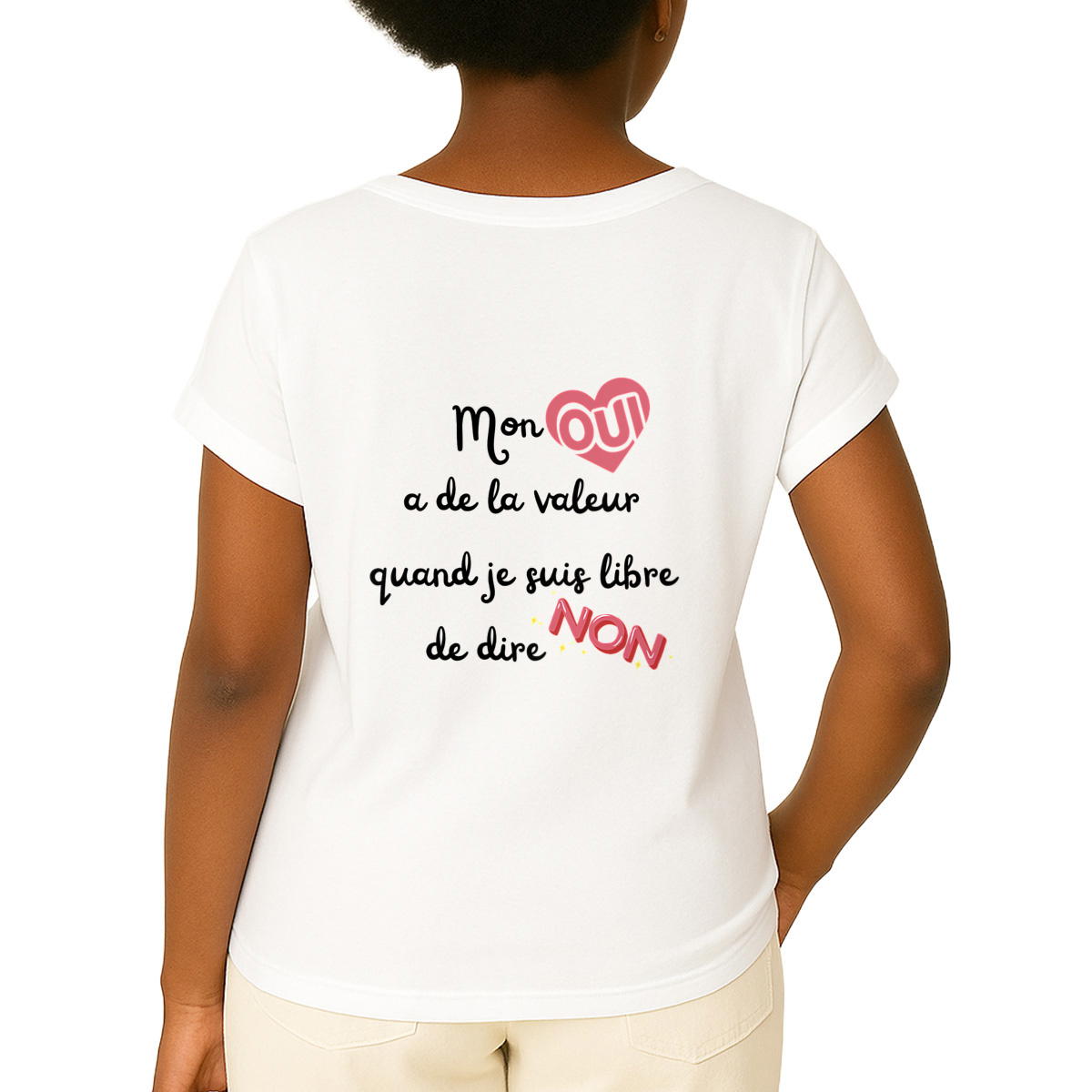 Image front T-shirt Femme Manches à Revers - Affirmez la Révolution du Consentement !