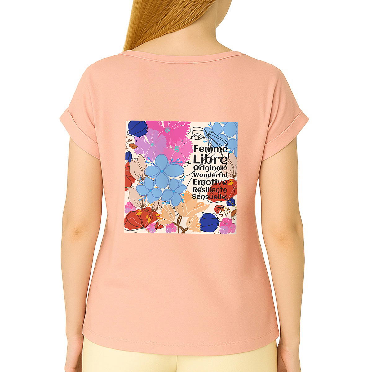 Image front T-shirt Femme Manche à Revers - Arborez vos Supers Pouvoirs !