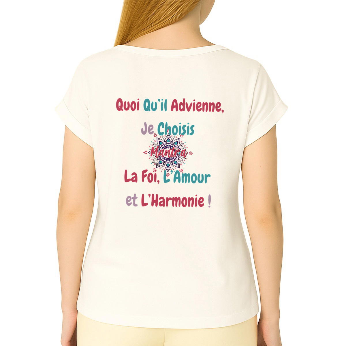 Image front T-shirt Femme Manches à Revers : Rayonnez, Diffusez et Inspirez le Monde !