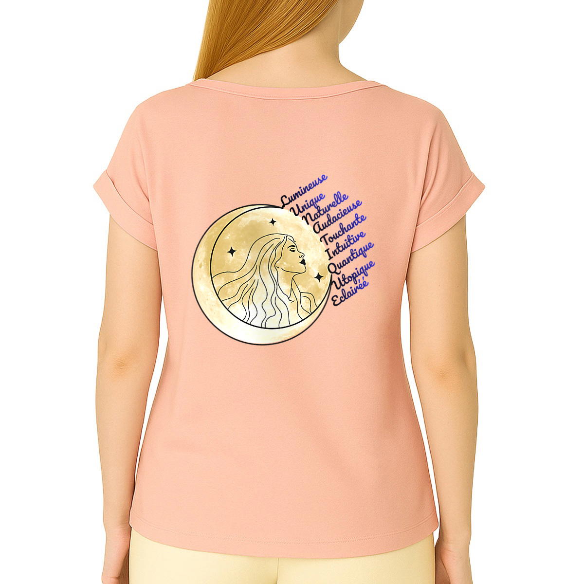 Image front T-shirt Femme Manches à Revers - Assumez votre côté Lunatique !