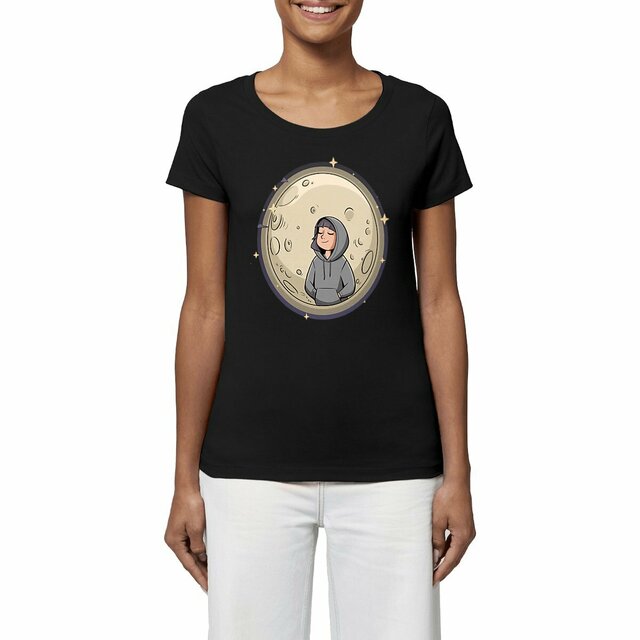 Image front Women's lightweight T-shirt with Moonlight Music Design