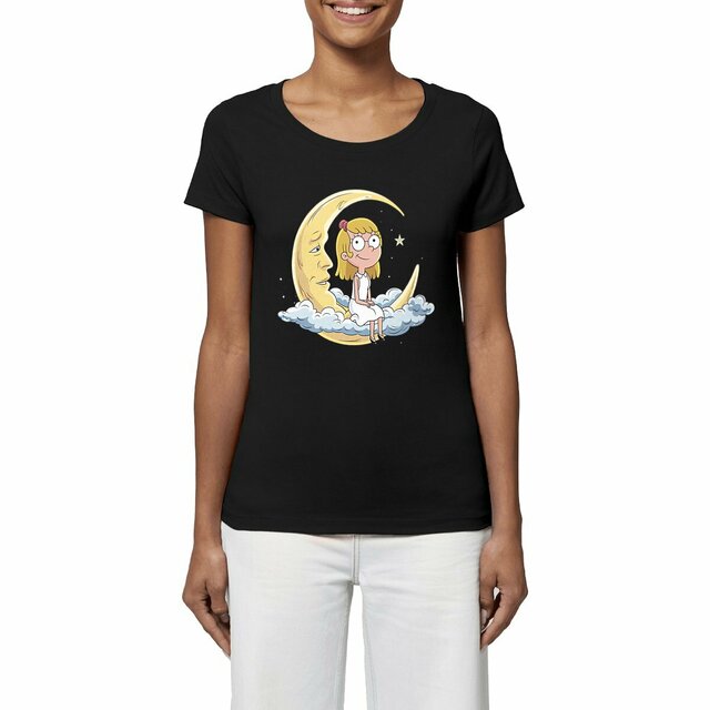 Image front Women's lightweight T-shirt with Moonlight Music Design