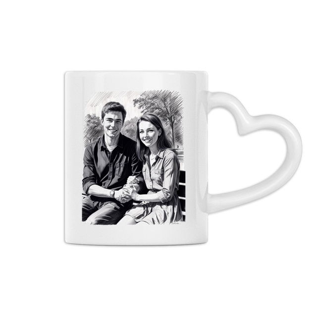 Image back Heart-Shaped Mug for Couples
