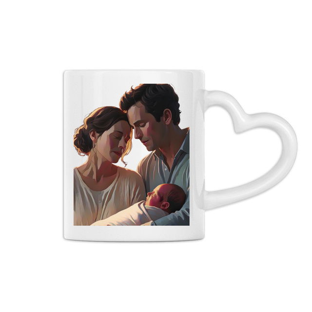 Image back Heart-Shaped Mug for New Parents