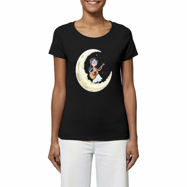 Image front Women's lightweight T-shirt with Moonlight Music Design