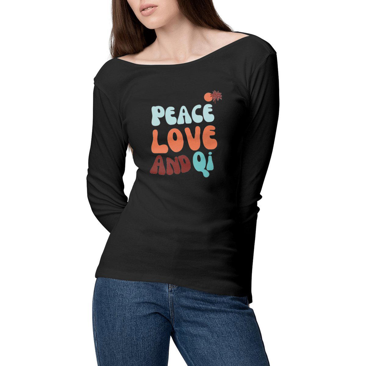 Image front Peace Love and Qi Women's Long Sleeve 