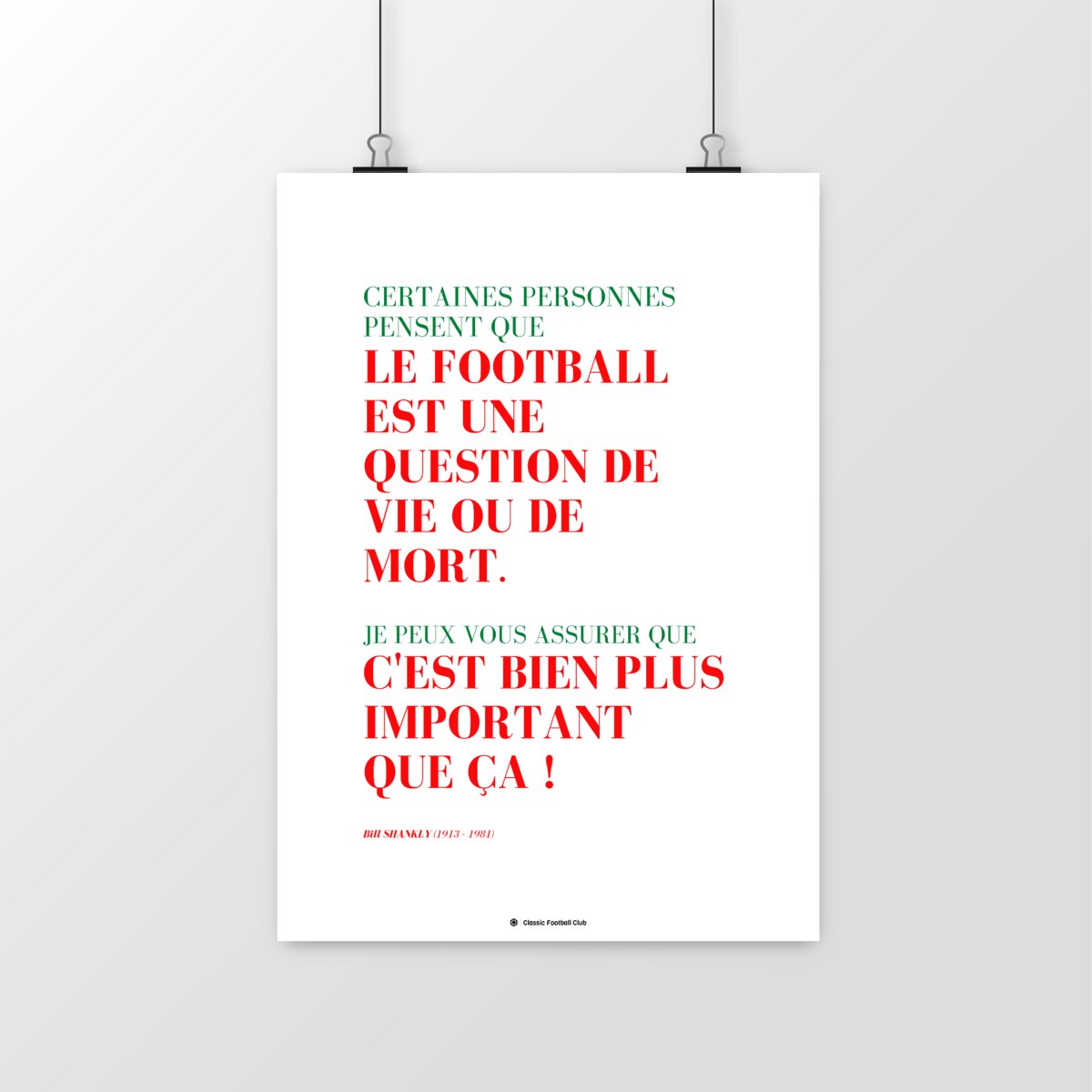Image front Affiche citation Bill Shankly (VF) - Etre ou ne pas être football - Foot nostalgie