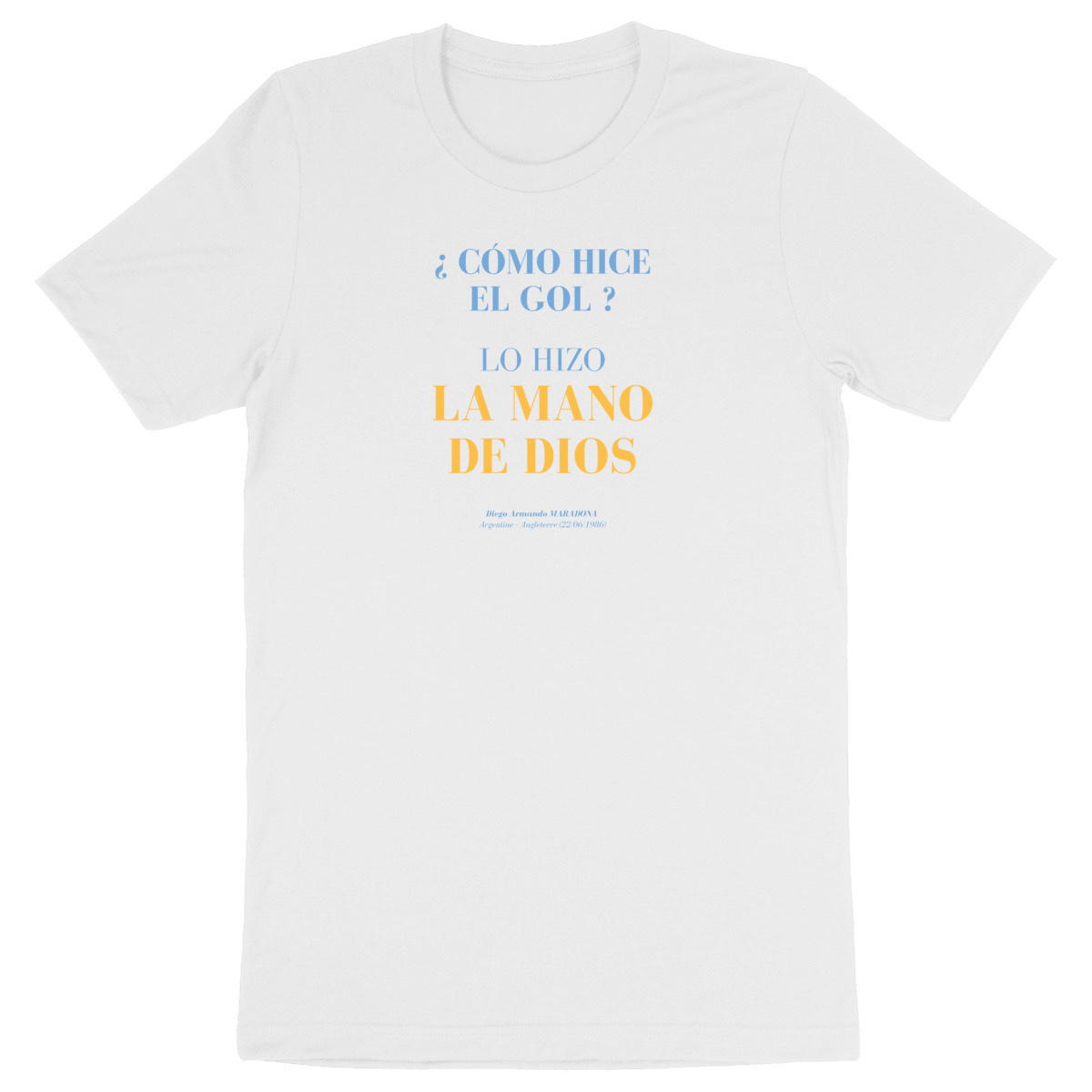 Image back T-shirt citation - Maradona - Main de Dieu - Foot vintage