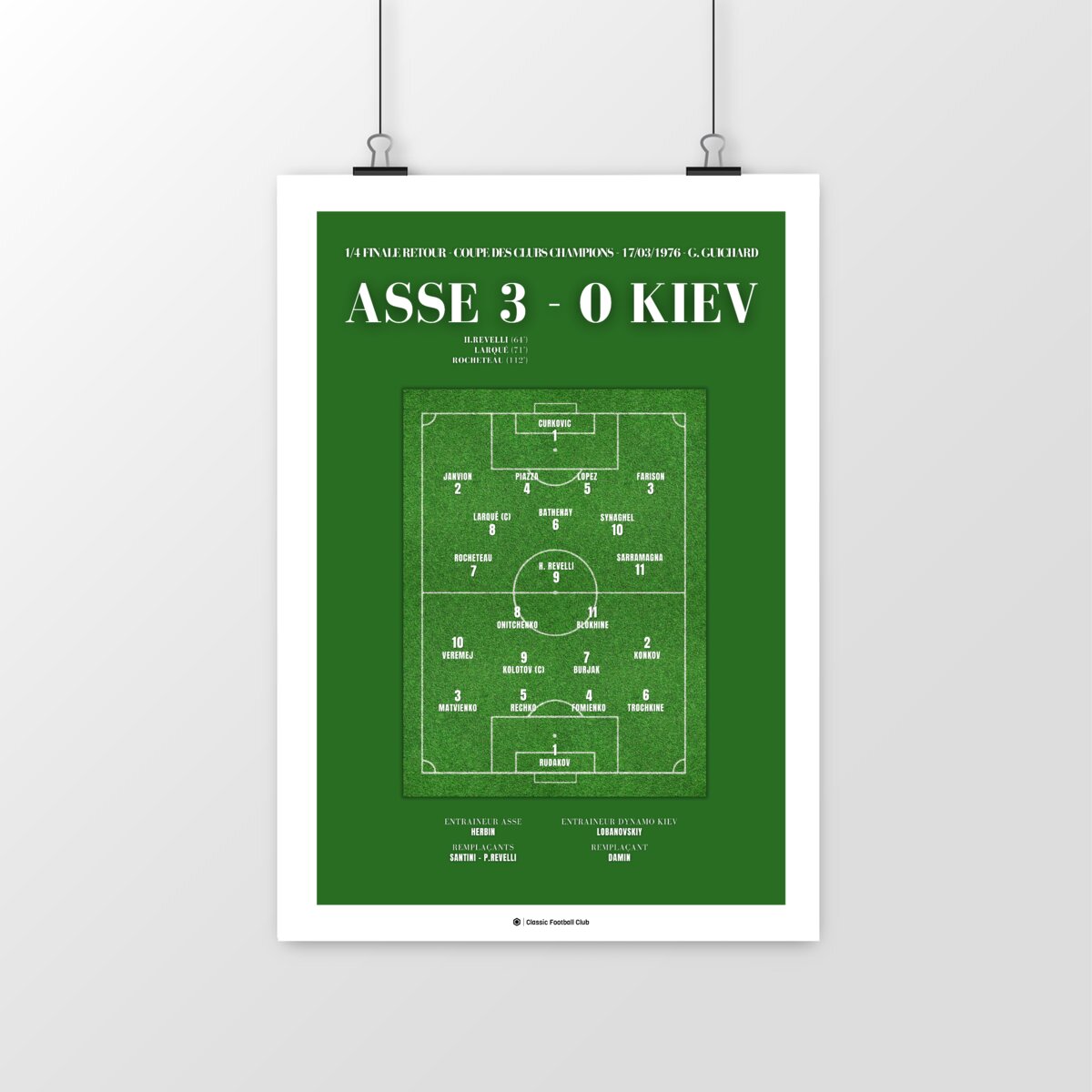 Image front Affiche souvenir match St Etienne vs Kiev 76 - Foot nostalgie