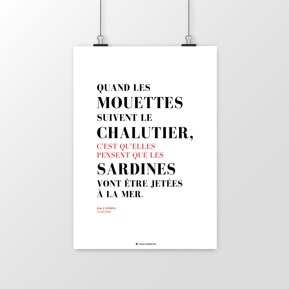 Image front Affiche citation Cantona (VF) - Eric the (fisher) King - Foot nostalgie