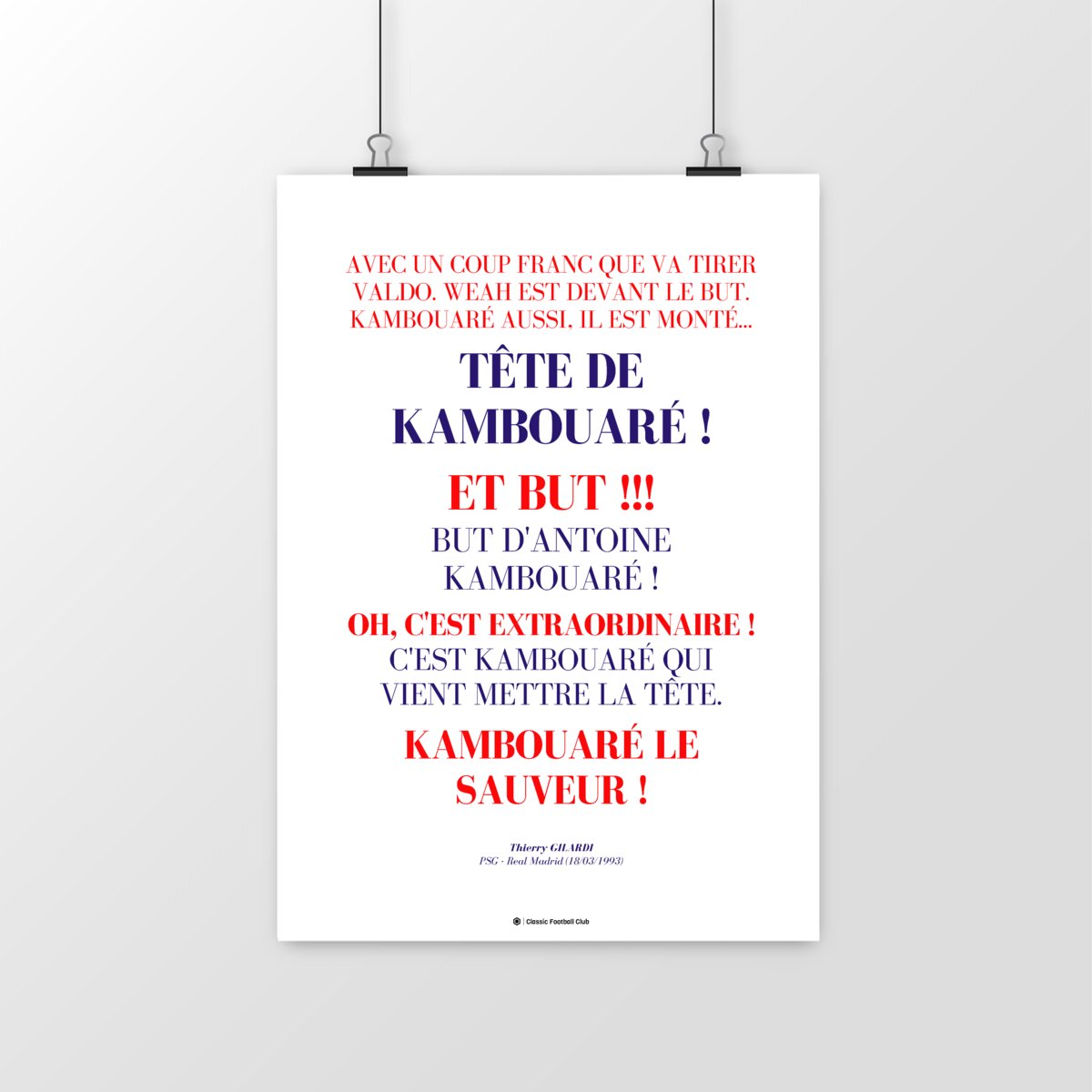 Image front Affiche citation Thierry Gilardi - Kambouaré sauveur - Foot nostalgie