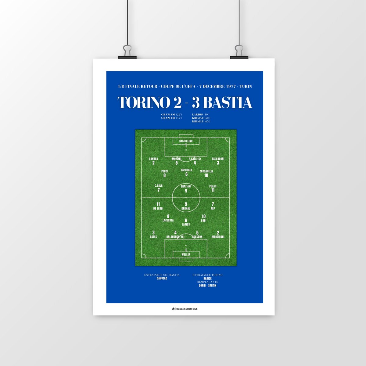 Image front Affiche souvenir match - Torino vs Bastia 77- Foot Nostalgie