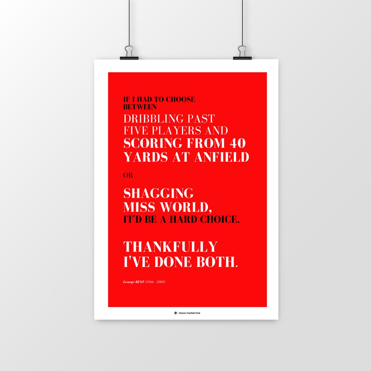 Image front Affiche citation Georges Best (VO) - Le 5ème Beatles - Foot nostalgie