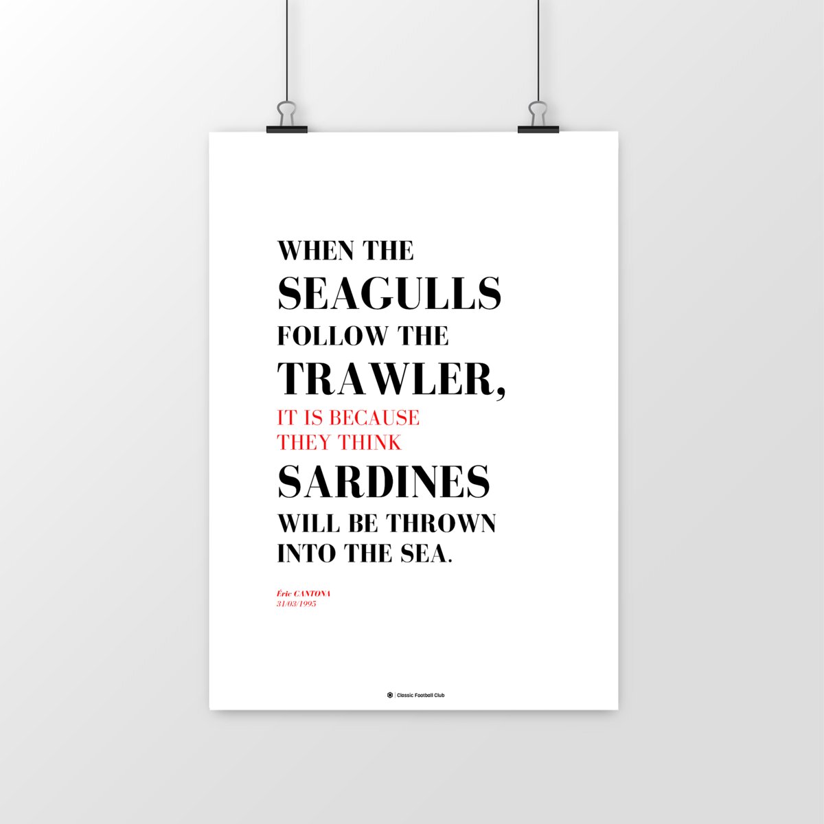 Image front Affiche citation Cantona (VO) - Eric The (fisher) King - Foot nostalgie