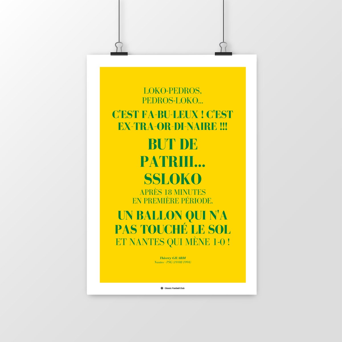 Image front Affiche citation Thierry Gilardi - Jeu à la nantaise - Foot nostalgie