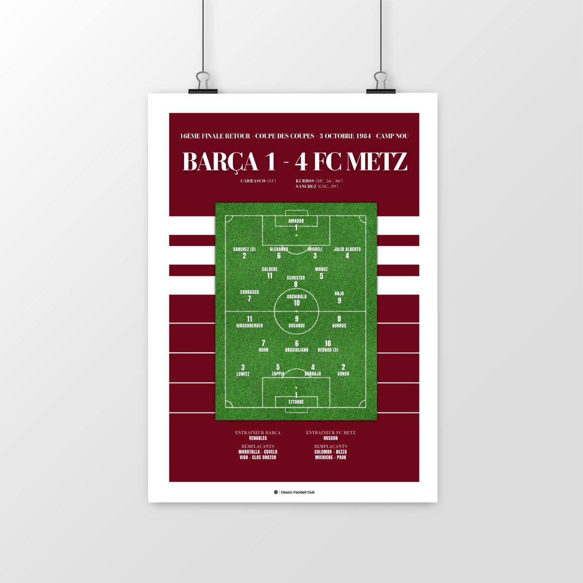 Image front Affiche souvenir match Barça vs FC Metz 84 - Foot Nostalgie