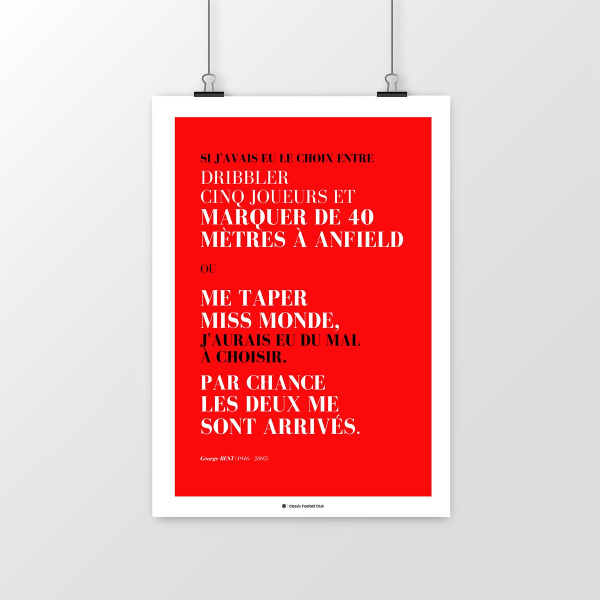 Image front Affiche citation Georges Best (VF) - Le 5ème Beatles - Foot nostalgie