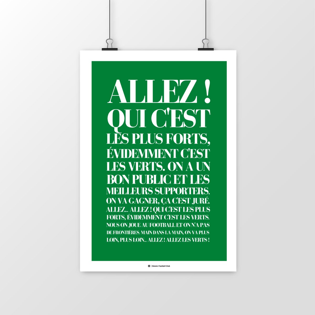 Image front Affiche déco - Chanson Allez les verts ♫♫♫ - Foot nostalgie 