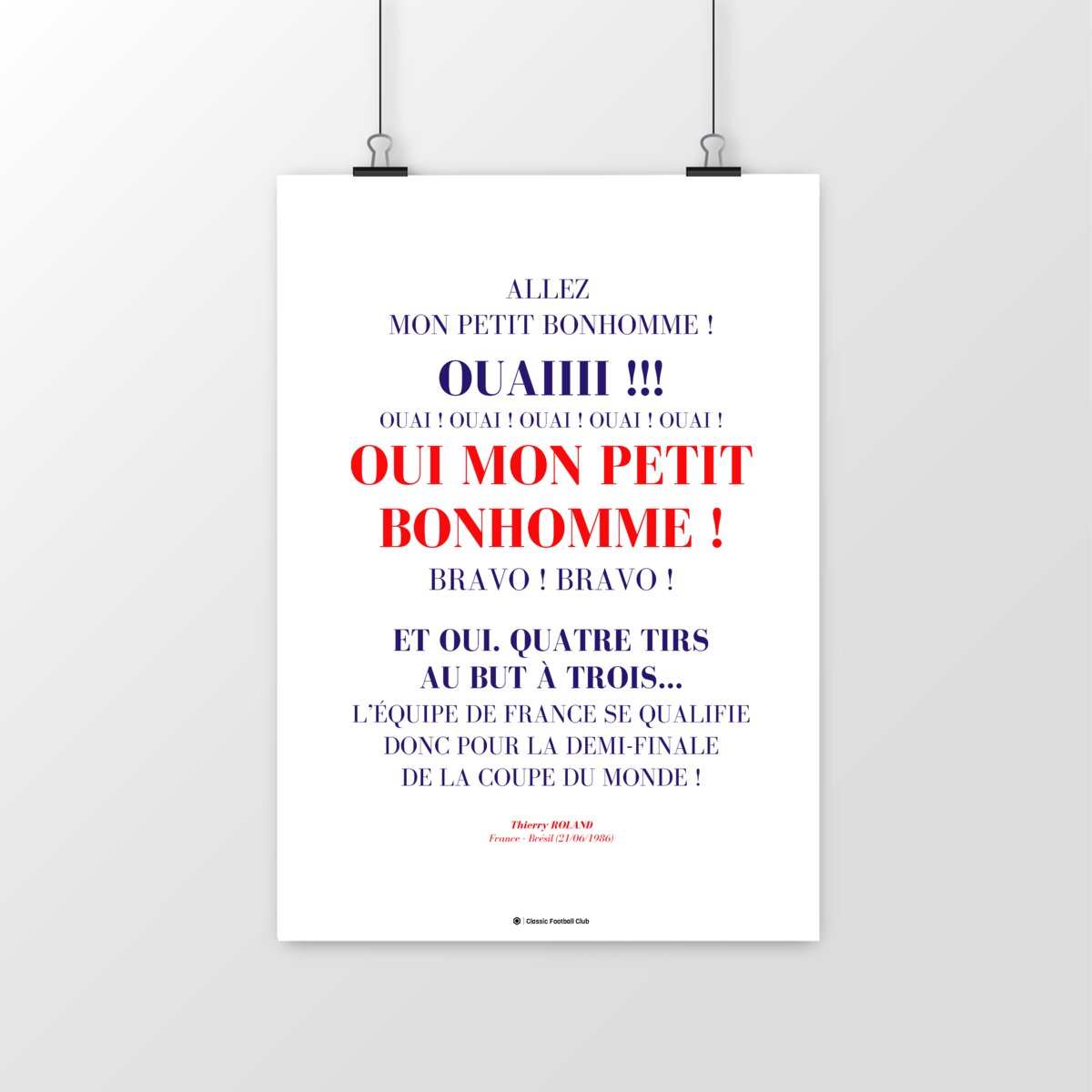 Image front Affiche citation Thierry Roland - Luis petit bonhomme - Foot nostalgie