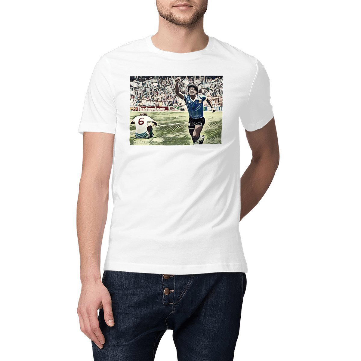 Image front T-Shirt illustration Diego Maradona - But du siècle - Foot vintage