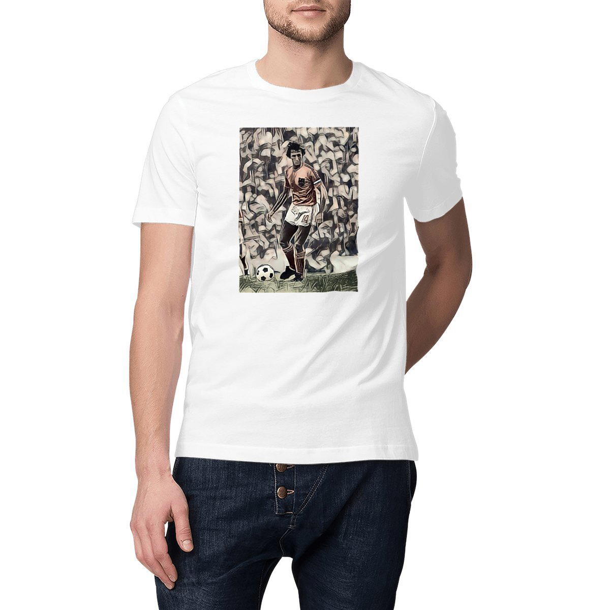 Image front T-Shirt illustration Johan Cruyff - Foot vintage