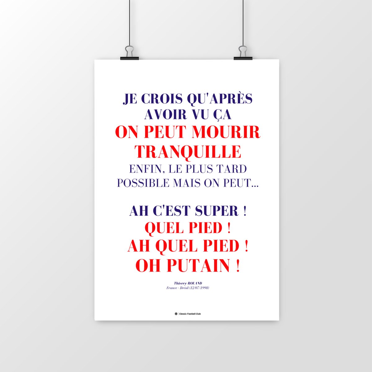 Image front Affiche citation Thierry Roland - Champions du monde - Foot nostalgie