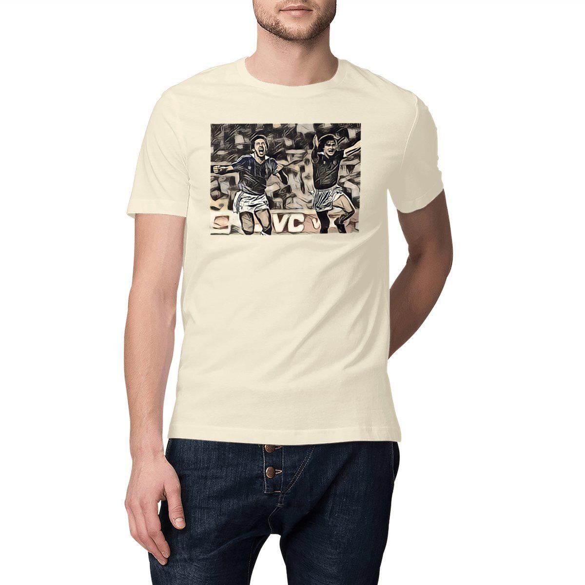 Image front T-Shirt illustration Alain Giresse - Séville 82 - Foot vintage