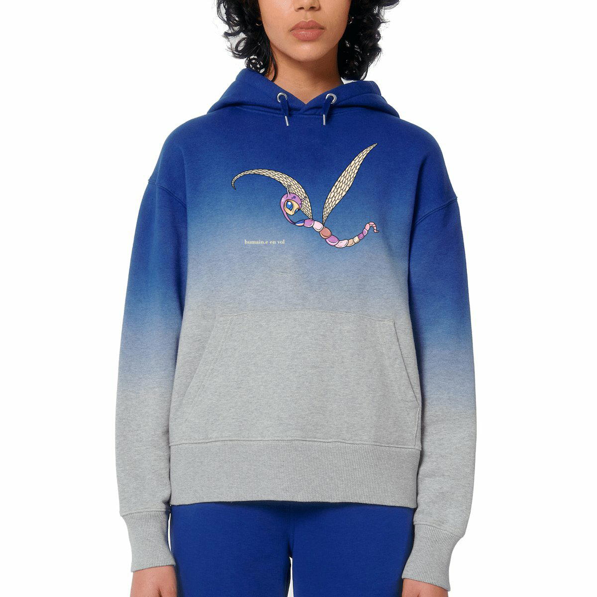 Sweat à capuche oversize Dip Dye - libellule fantastik