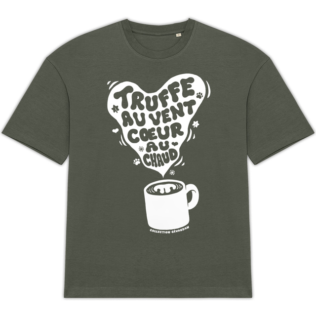 Image front T-Shirt Oversize BIO Truffe au Vent Cœur au Chaud