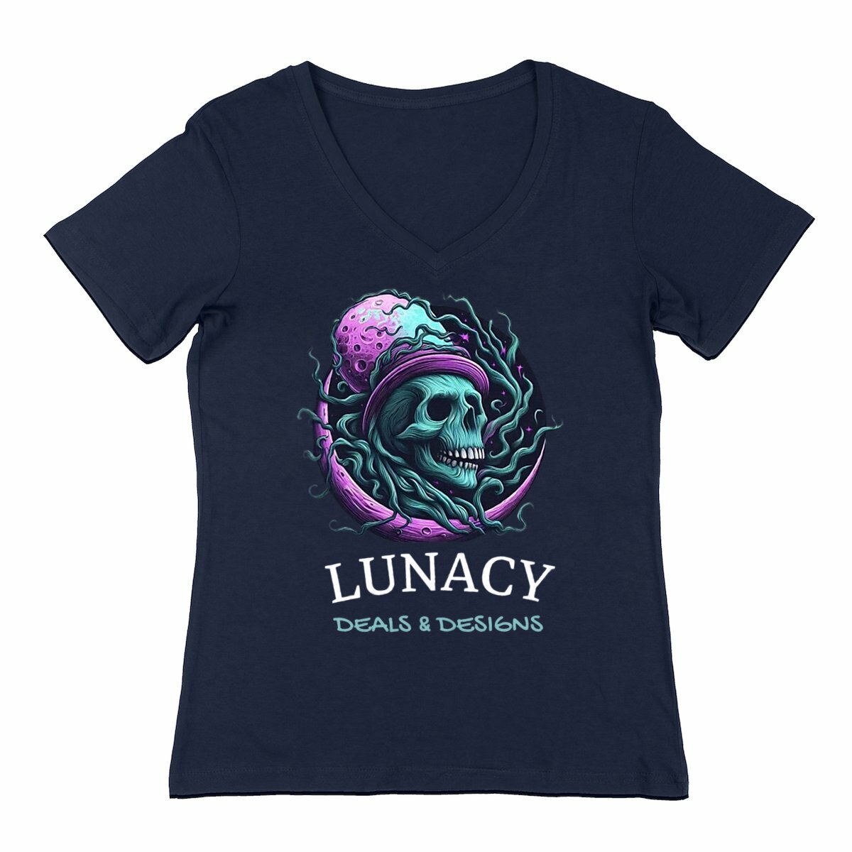 Image front Lunacy Deals & Designs Women's V-Neck T-Shirt - Dark