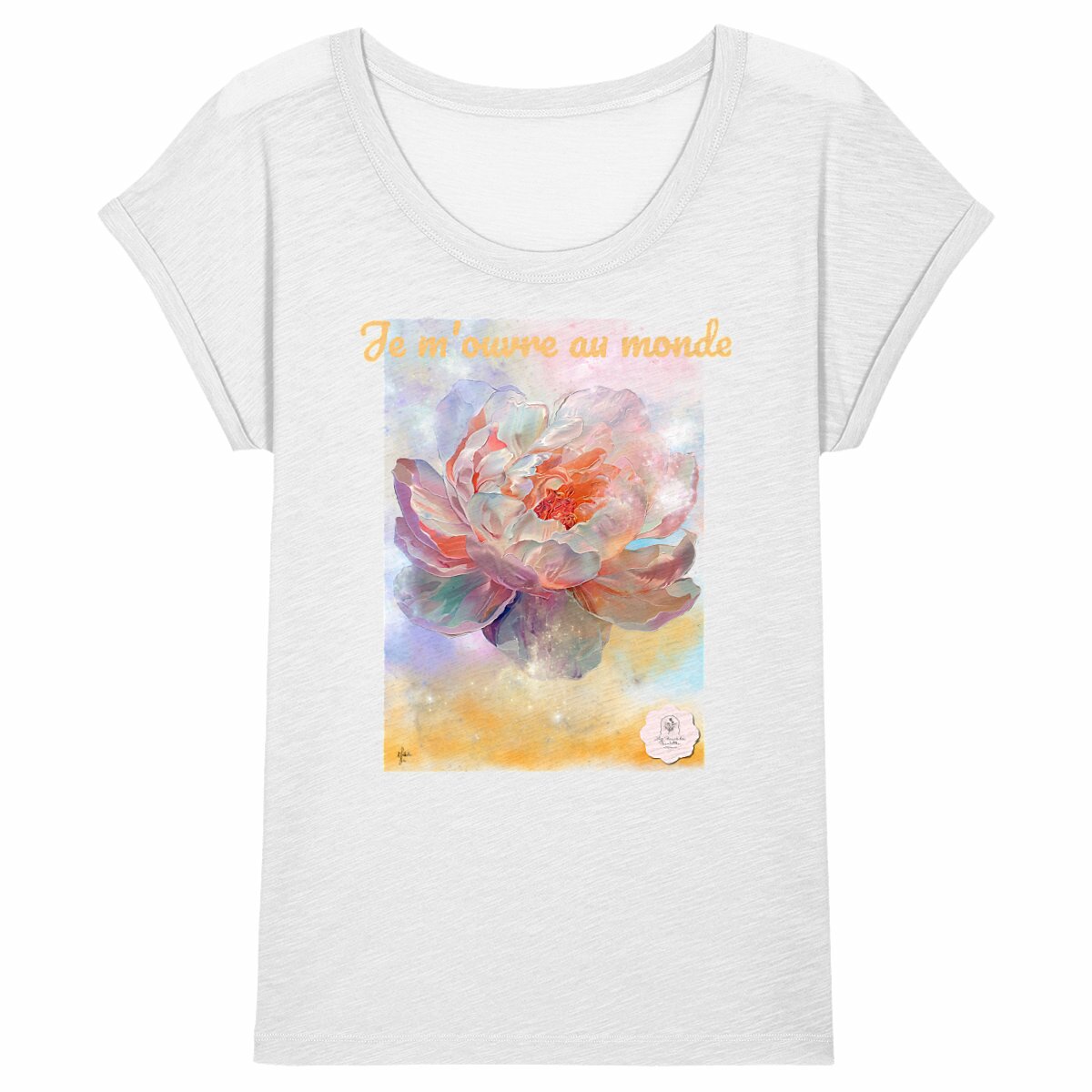 Image back T-shirt "Pivoine" blanc ou rose