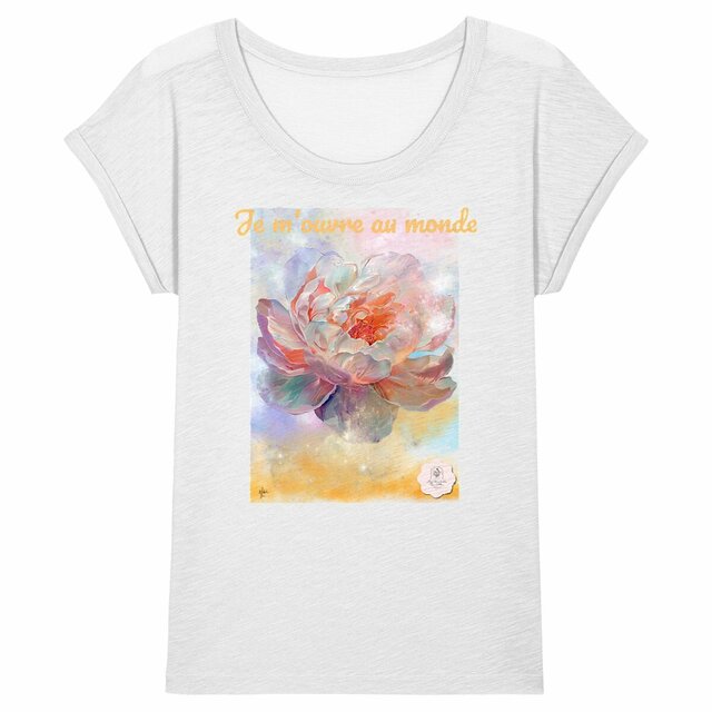 Image back T-shirt "Pivoine" blanc ou rose