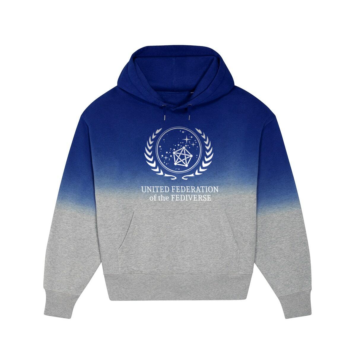 Image back United Federation of the Fediverse Dip-Dye Hoodie Blue