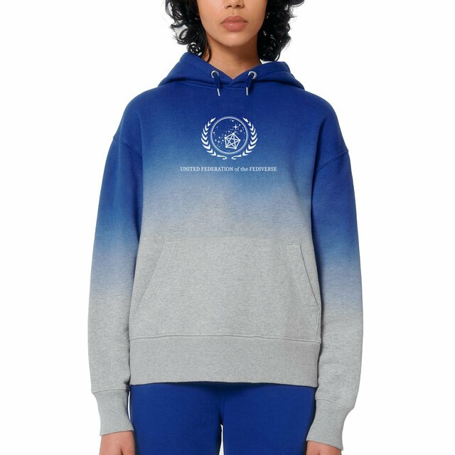Image front United Federation of the Fediverse Dip-Dye Hoodie