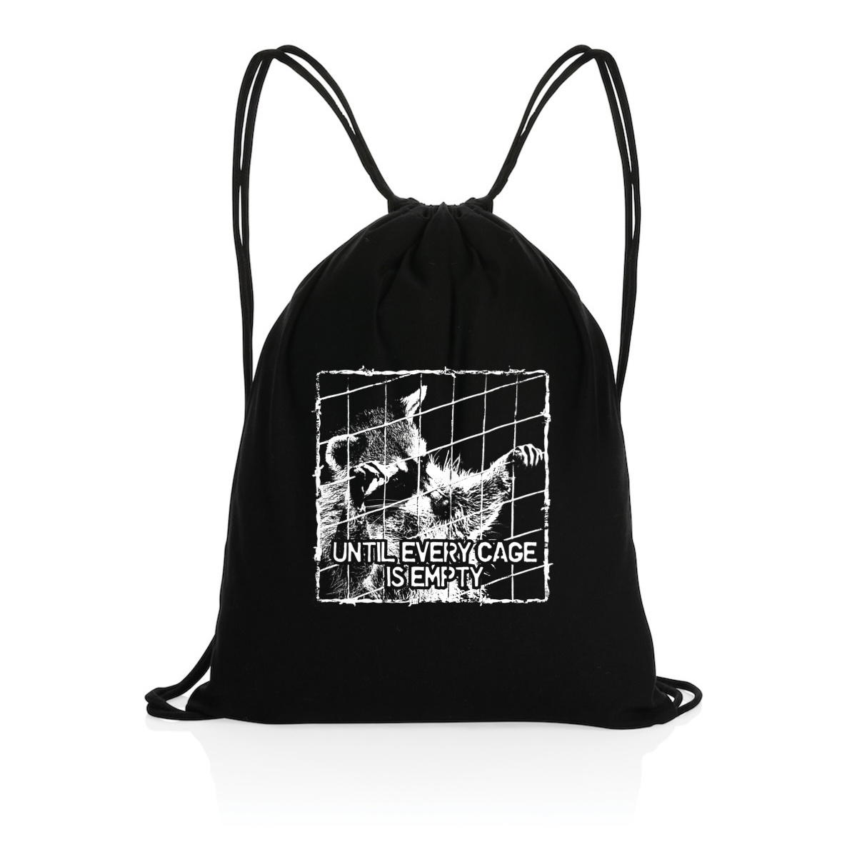 "Until every cage is empty" backpack